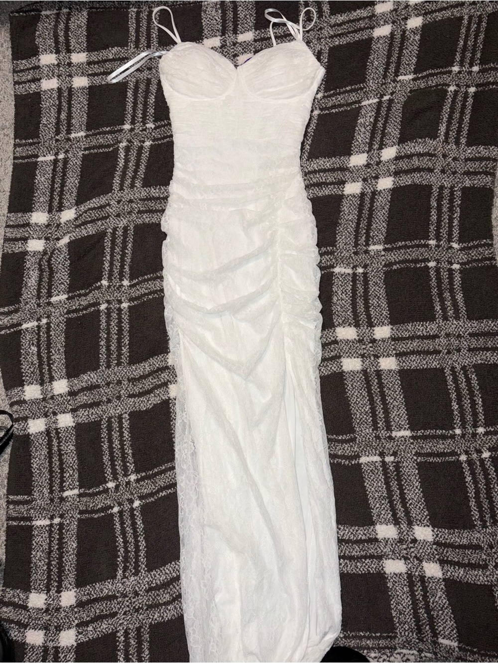 Windsor White Strapless Ruched Sweetheart Gown